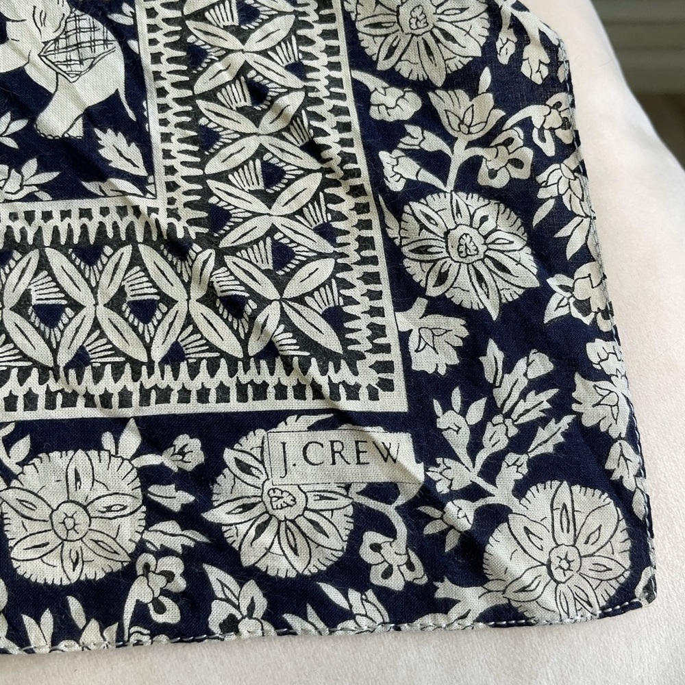 JCrew Italian elephant print cotton scarf navy